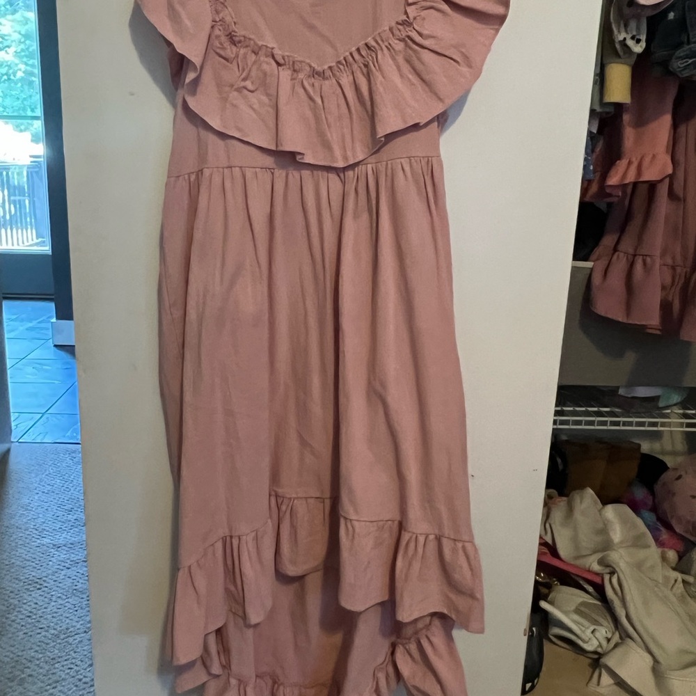 SHEIN Pink Ruffle Hem Kids Dress